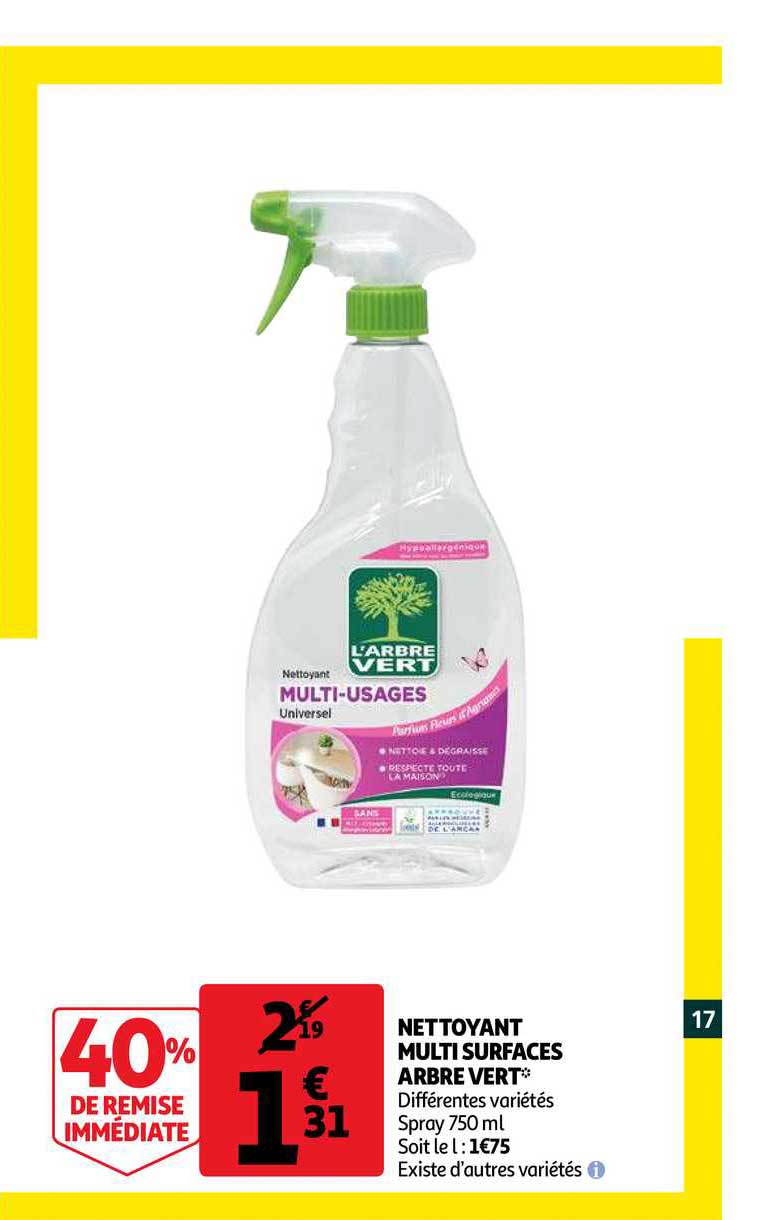 nettoyant multisurfaces arbre vert 40% de remise immédiate