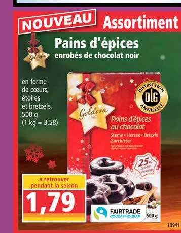 pains d'épices enrobés de chocolat noir goldera