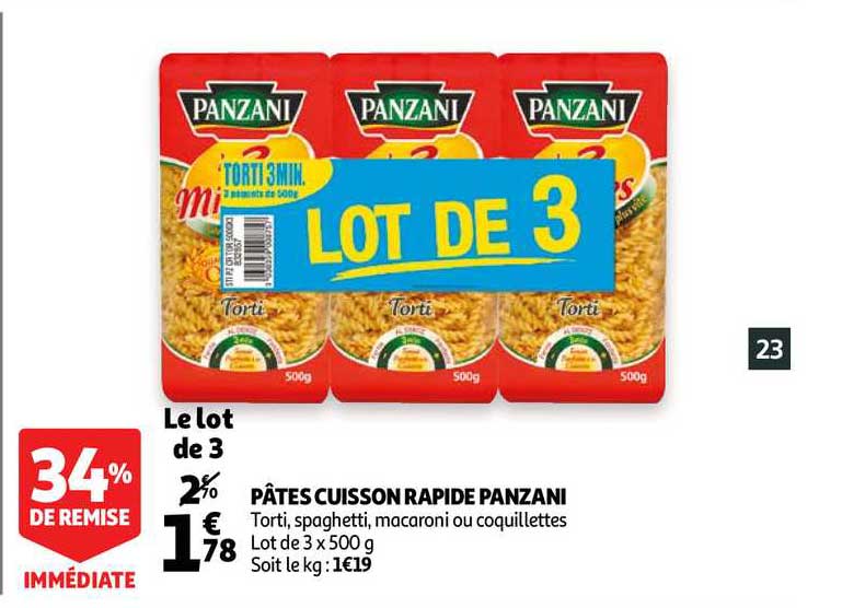 Pâtes Cuisson Rapide Panzani 34% Remise Immédiate