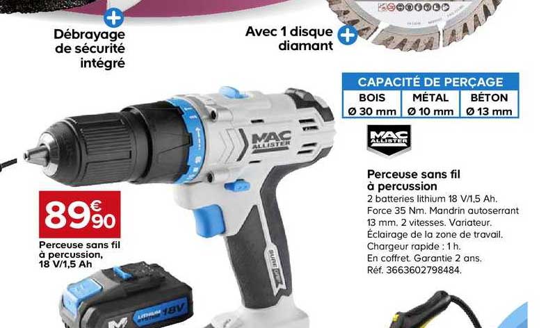 perceuse sans fil à percussion mac allister