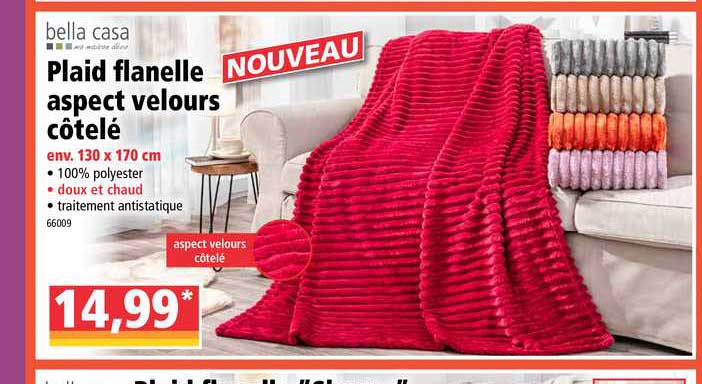 plaid flanelle aspect velours côtelé bella casa