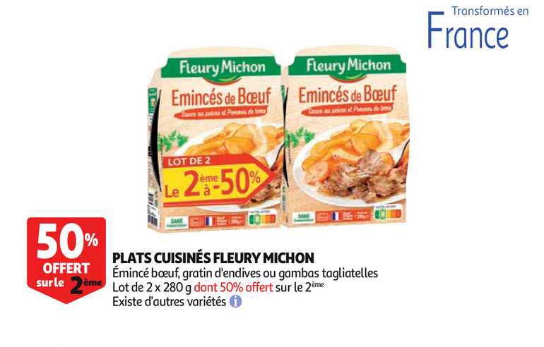 plats cuisinés fleury michon 50% offert sur le 2ème