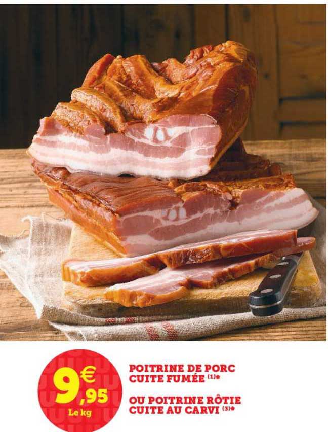 poitrine de porc cuite fumée ou poitrine rôtie cuite au carvi