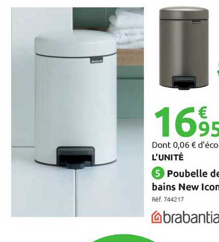 poubelle de salle de bains new icon 3l brabantia