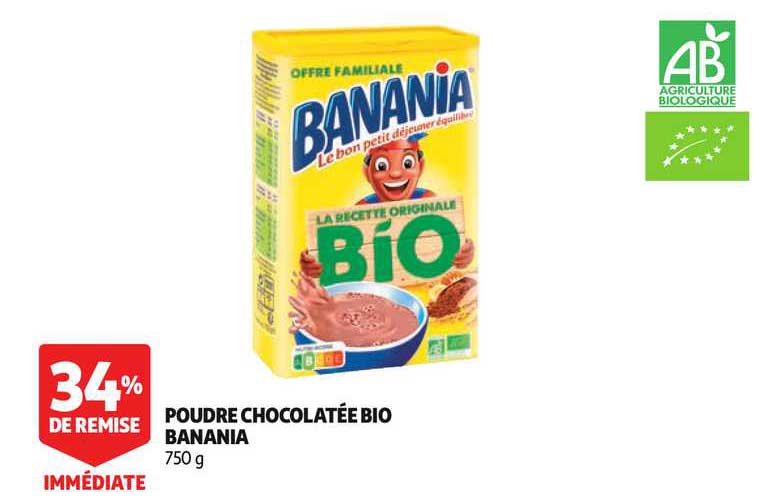 poudre chocolatée bio banania 34% de remise immédiate