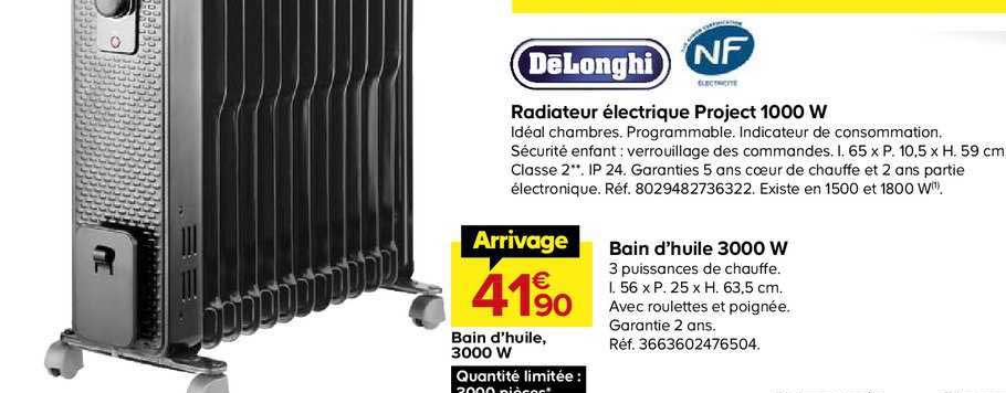 radiateur électrique project 1000 w delonghi