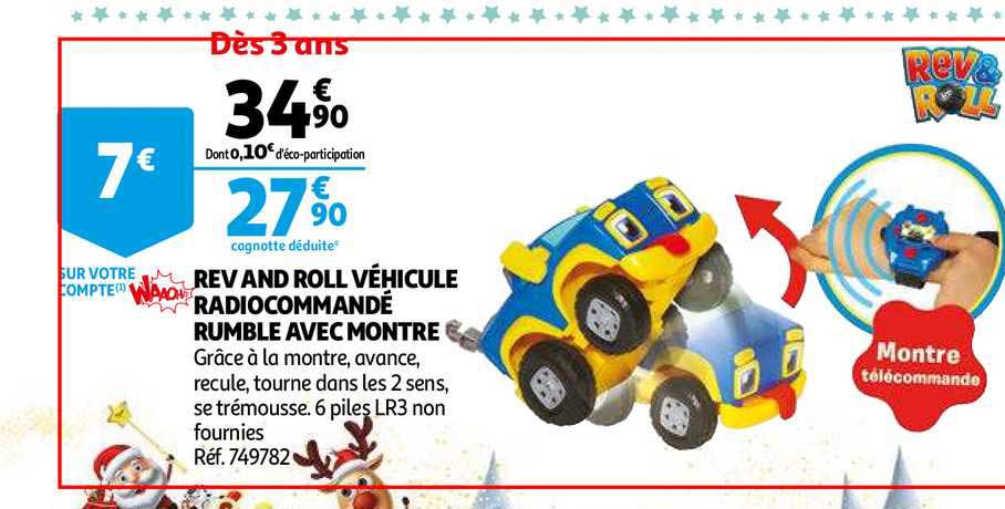 rev and roll véhicule radiocommandé rumble avec montre