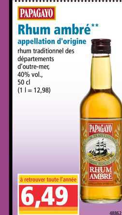 rhum ambré appellation d'origine papagayo
