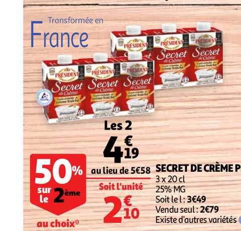 Secret De Crème 50% Sur Le 2ème Au Choix