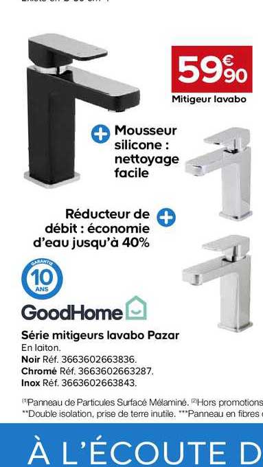 série mitigeurs lavabo pazar goodhome