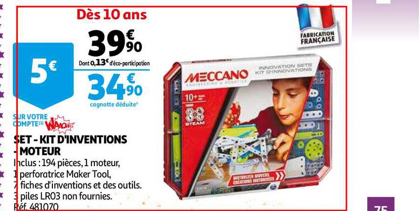 set kit d'inventions moteur meccano