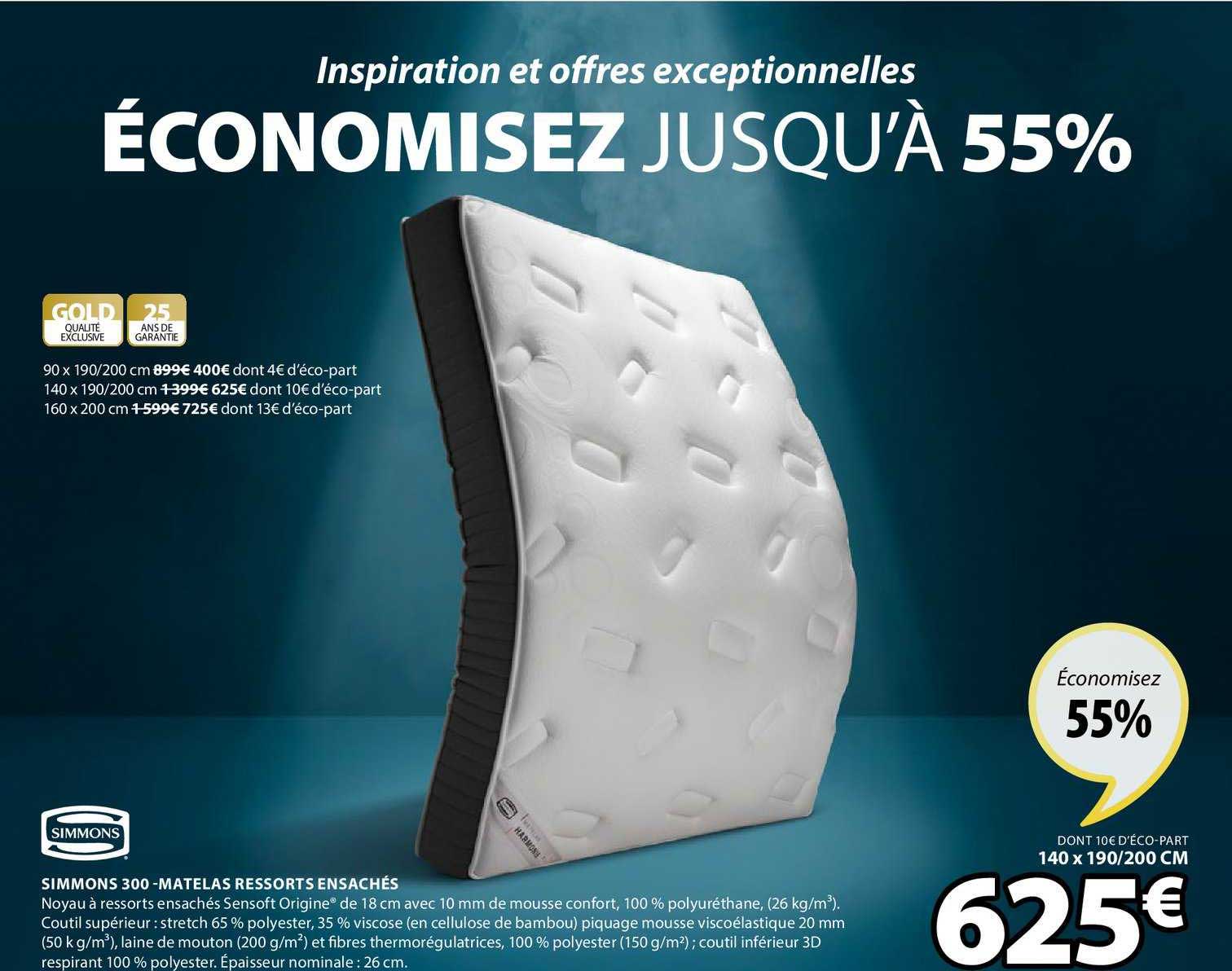 simmons 300 matelas ressorts ensachés