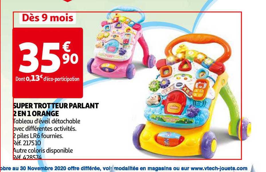 super trotteur parlant 2 en 1 orange