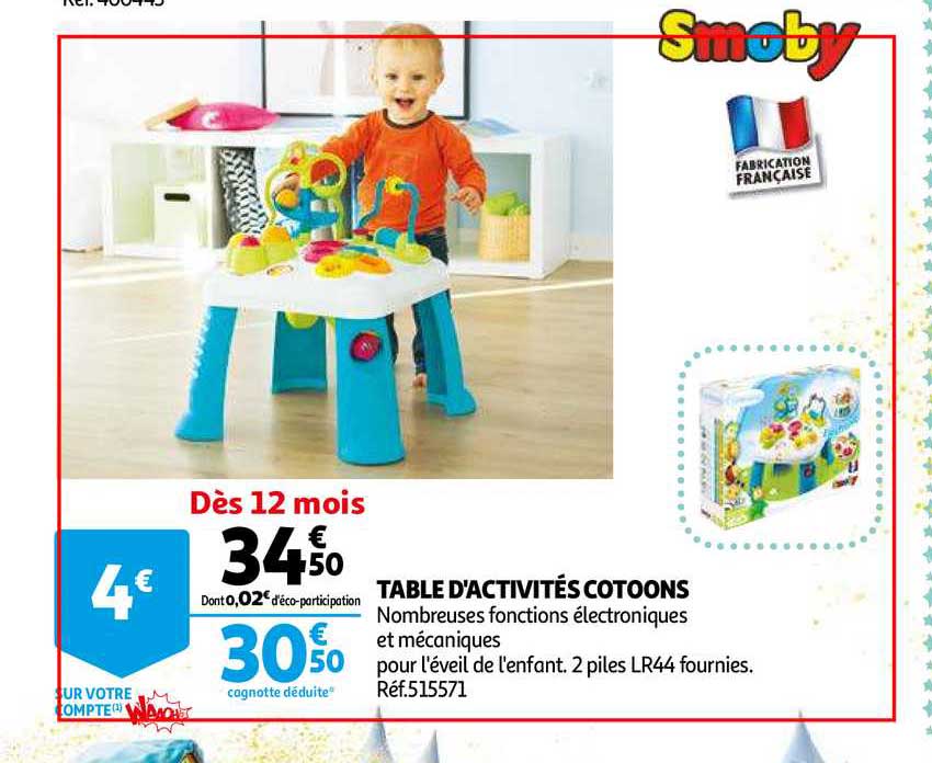 table d'activités cotoons