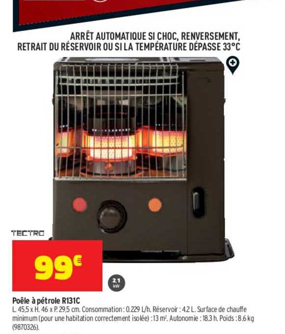 Promo Tectro Poêle à Pétrole R131c chez Bricorama iCatalogue.fr — free download