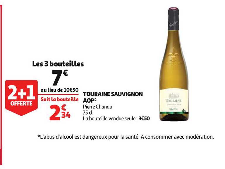 touraine sauvignon aop pierre chanau 2+1 offert