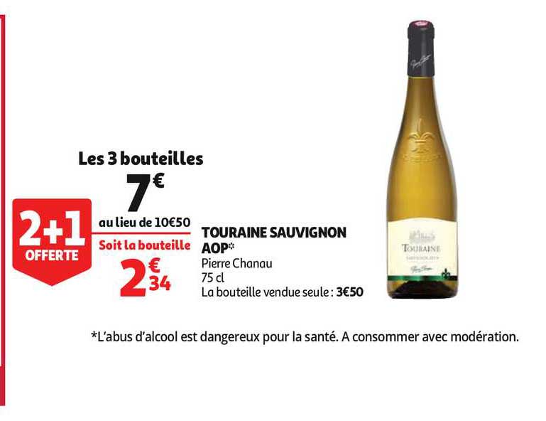 touraine sauvignon aop pierre chanau 2+1 offerte