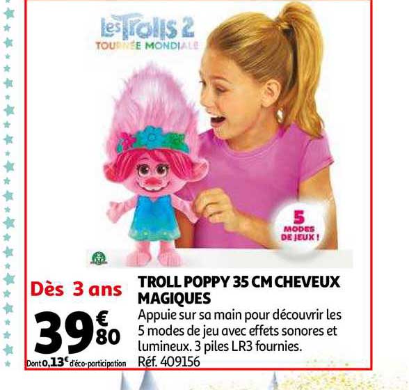 troll poppy 35 cm cheveux magiques