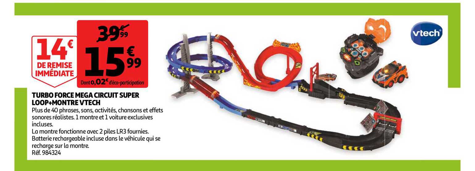 Turbo Force Mega Circuit Super Loop + Montre Vtech
