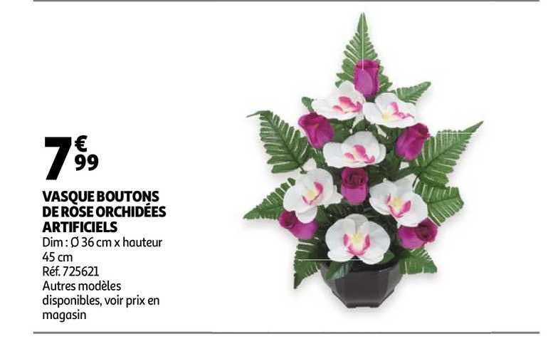 vasque boutons de rose orchidées artificiels