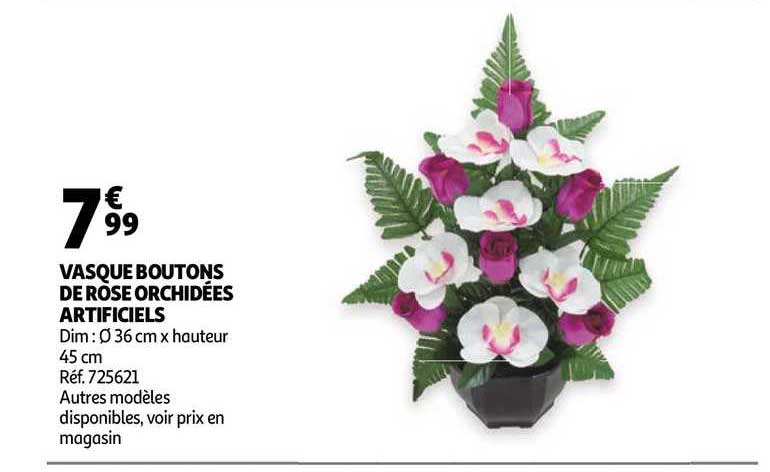 vasque boutons de rose orchidées artificiels