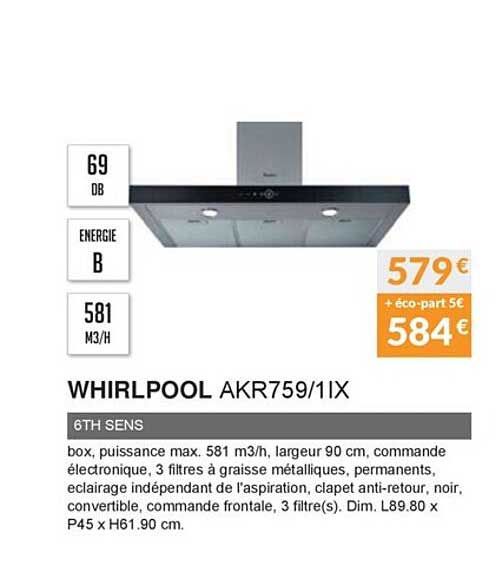 6th sens whirpool akr759 1ix