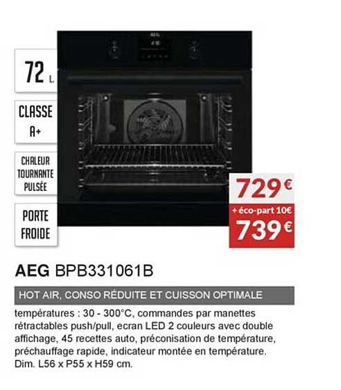 aeg bpb331061b hot air conso réduite et cuisson optimale