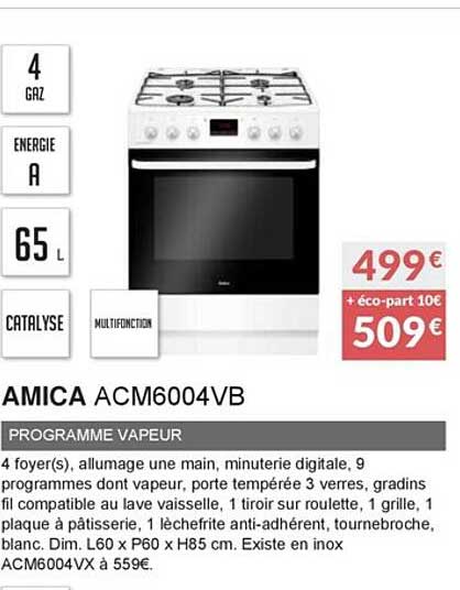 amica acm6004vb programme vapeur