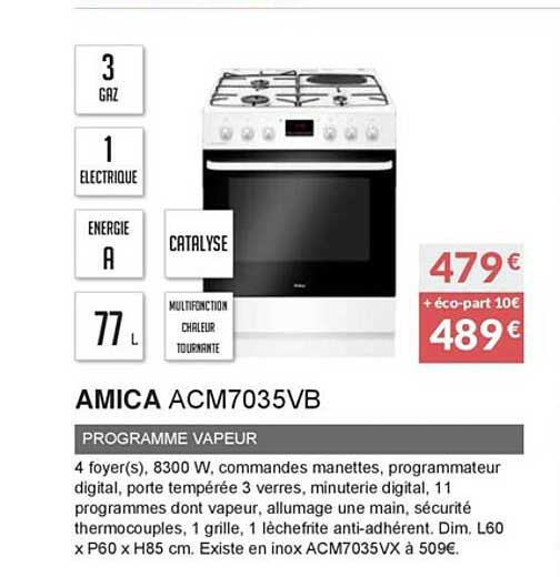 amica acm7035vb programme vapeur