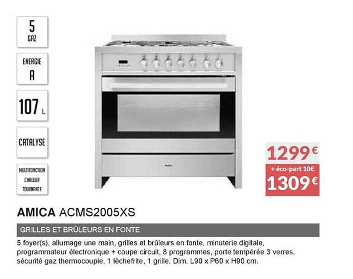 amica acms2005xs grilles et brûleurs en fonte