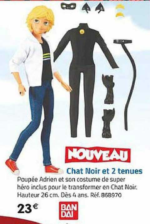 bandai chat noir et 2 tenues