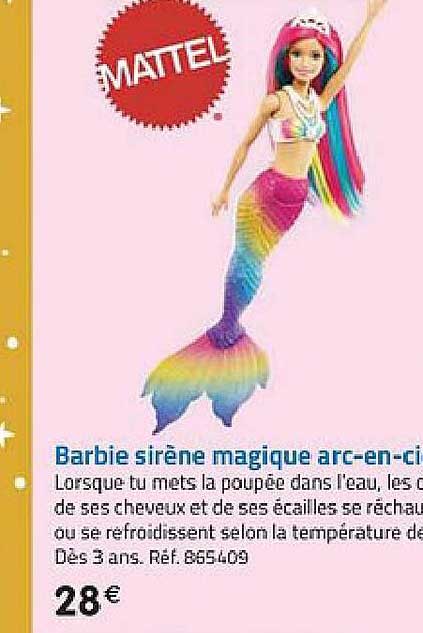 barbie sirène magique arc-en-ciel mattel