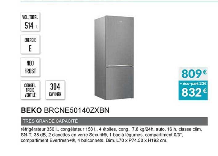 beko brcne50140zxbn très grande capacité