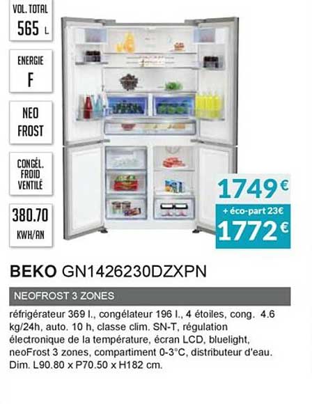 beko gn1426230dzxpn neofrost 3 zones