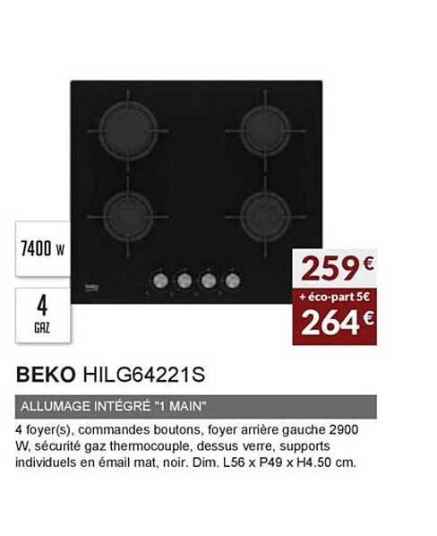 Beko Hilg64221s Allumage Intégré "1 Main"