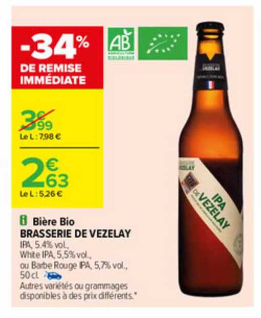 bière bio brasserie de vezelay