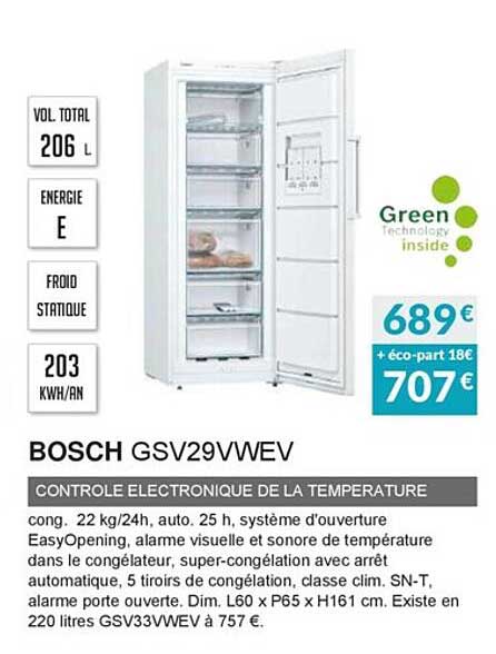 bosch gsv29vwev controle electronique de la temperature