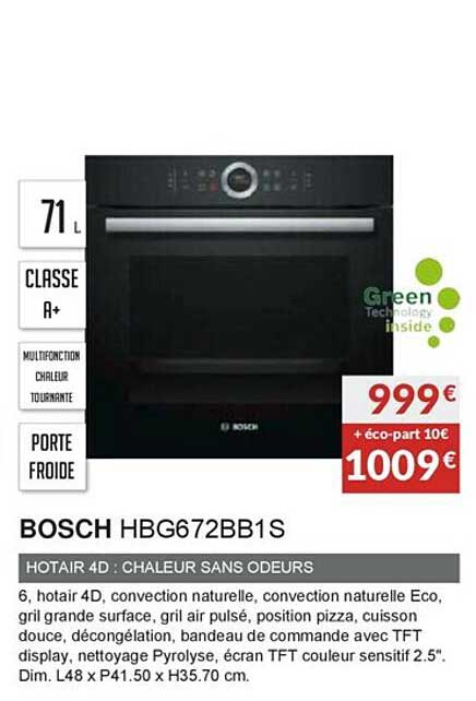 bosch hbg672bb1s hotair 4d : chaleur sans odeurs