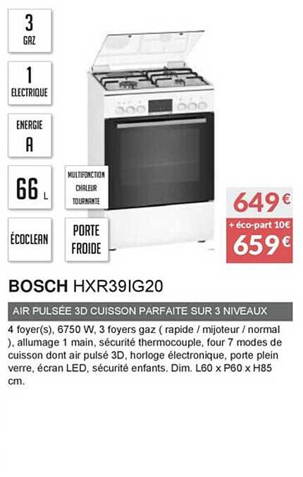 bosch hxr39ig20 air pulsée 3d cuisson parfaite sur 3 niveaux