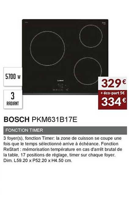 bosch pkm631b17e fonction timer