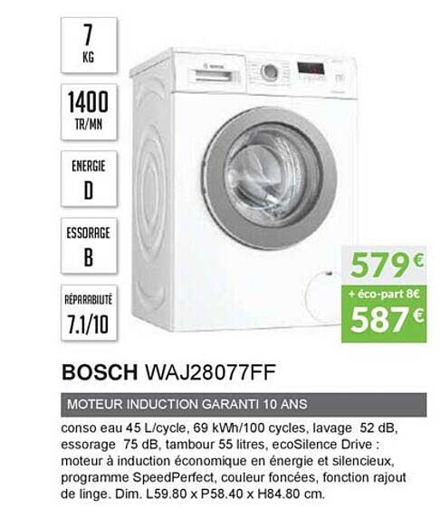 bosch waj28077ff moteur induction garanti 10 ans