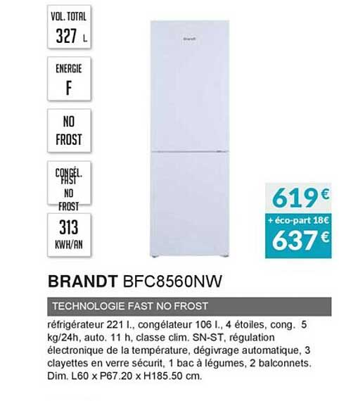 brandt bfc8560nw technologie fast no frost