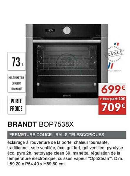 brandt bop7538x fermeture douce - rails télescopiques