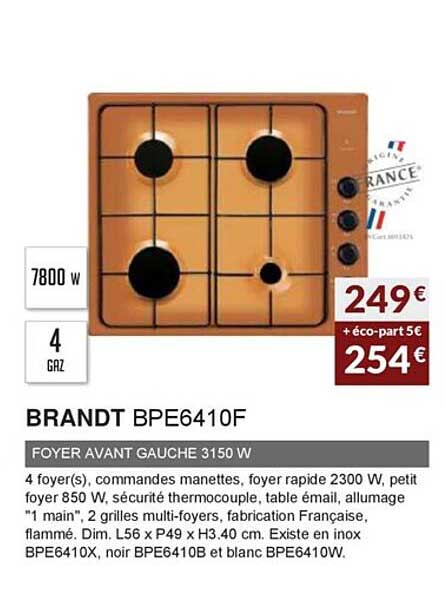 brandt bpe6410f foyer avant gauche 3150w