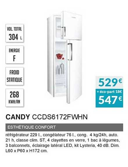candy ccds6172fwhn esthétique confort