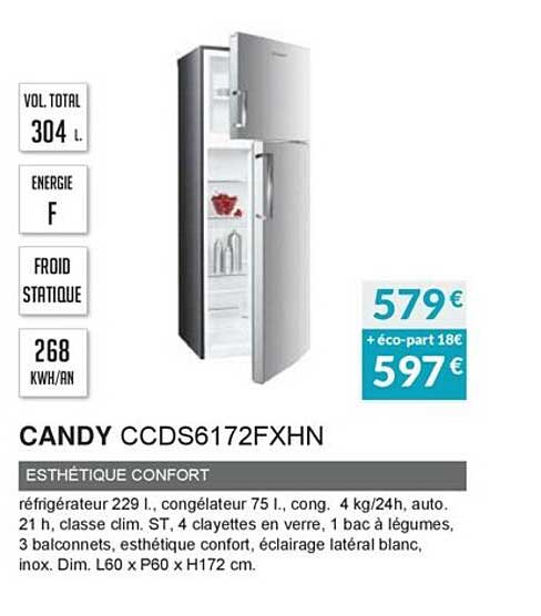 candy ccds6172fxhn esthétique confort