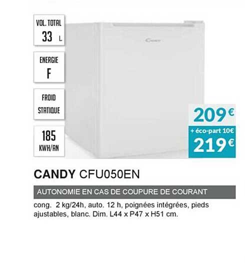 candy cfu050en autonomie en cas de coupure de courant