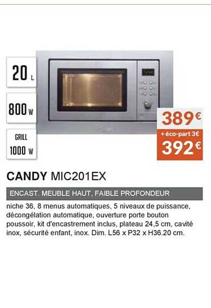 candy mic201ex encast. meuble haut faible profondeur
