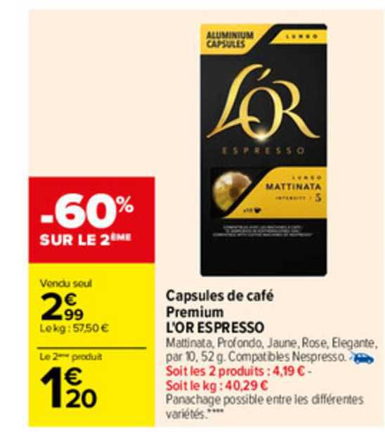 Capsules De Café Premium L'or Espresso