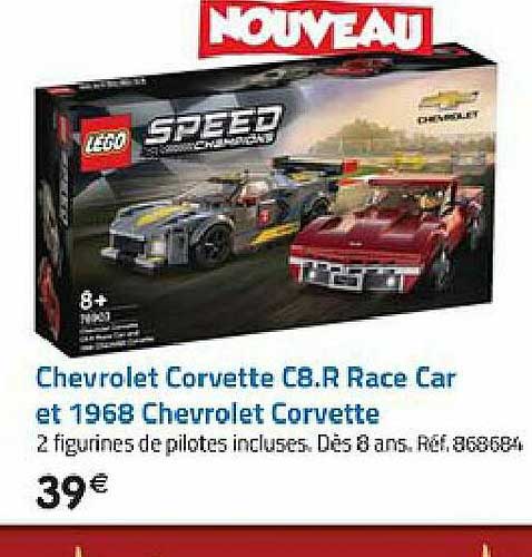 chevrolet corvette c8.r race car et 1968 chevrolet corvette lego speed